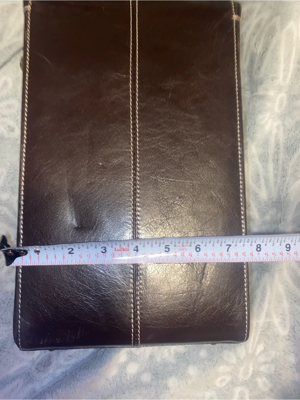 Red Envelope Dark Brown Leather Double Wine Carrier with Detachable Strap